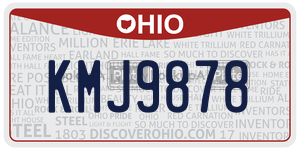 KMJ9878 license plate in Ohio