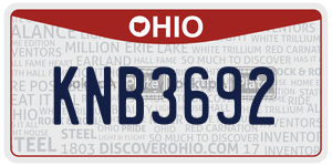 KNB3692  license plate in OH