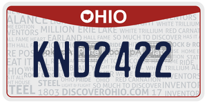 KND2422  license plate in OH