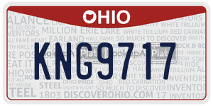KNG9717  license plate in OH