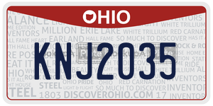 KNJ2035 license plate in Ohio