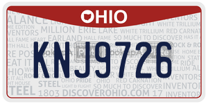 KNJ9726 license plate in Ohio