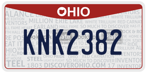 KNK2382  license plate in OH