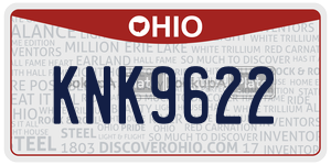 KNK9622 license plate in Ohio