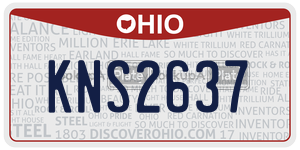 KNS2637  license plate in OH