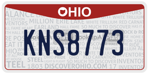 KNS8773  license plate in OH