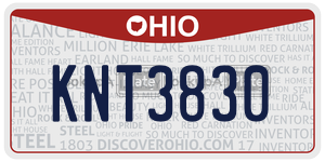 KNT3830 license plate in Ohio