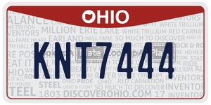 KNT7444 license plate in Ohio