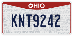 KNT9242 license plate in Ohio