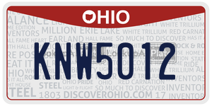 KNW5012  license plate in OH