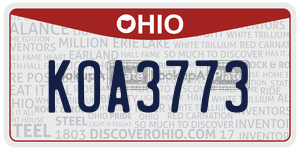 KOA3773  license plate in OH