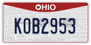 KOB2953 license plate in Ohio