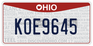 KOE9645  license plate in OH