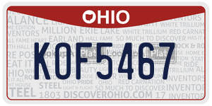 KOF5467 license plate in Ohio