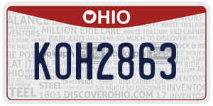 KOH2863 license plate in Ohio