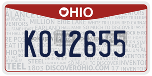 KOJ2655 license plate in Ohio
