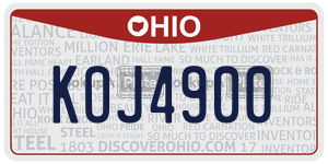 KOJ4900 license plate in Ohio