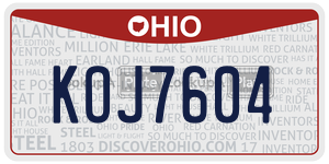 KOJ7604  license plate in OH