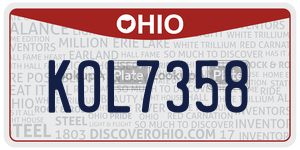 KOL7358 license plate in Ohio