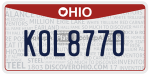 KOL8770 license plate in Ohio