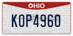 KOP4960 license plate in Ohio