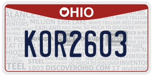 KOR2603  license plate in OH