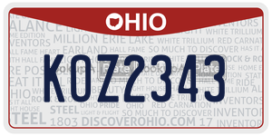 KOZ2343  license plate in OH