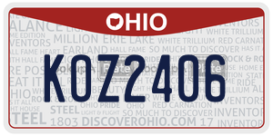 KOZ2406 license plate in Ohio