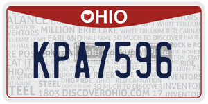KPA7596  license plate in OH
