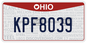 KPF8039 license plate in Ohio