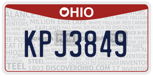 KPJ3849  license plate in OH