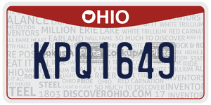 KPQ1649  license plate in OH