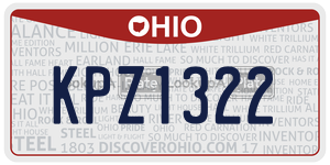 KPZ1322 license plate in Ohio