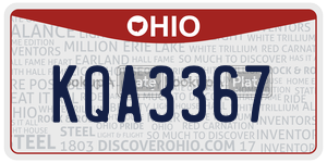 KQA3367  license plate in OH
