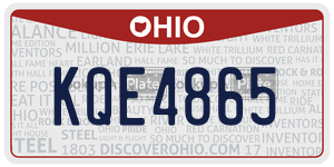 KQE4865  license plate in OH