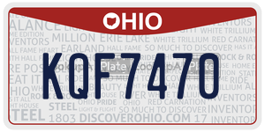 KQF7470  license plate in OH