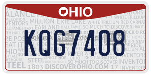 KQG7408  license plate in OH