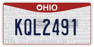 KQL2491 license plate in Ohio
