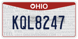 KQL8247  license plate in OH