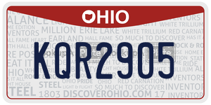 KQR2905 license plate in Ohio