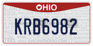 KRB6982  license plate in OH