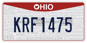 KRF1475  license plate in OH