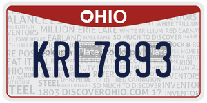 KRL7893  license plate in OH