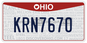 KRN7670  license plate in OH