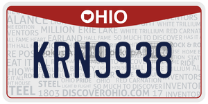 KRN9938  license plate in OH
