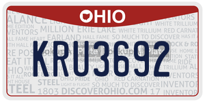 KRU3692  license plate in OH