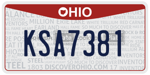 KSA7381  license plate in OH