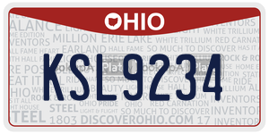 KSL9234  license plate in OH