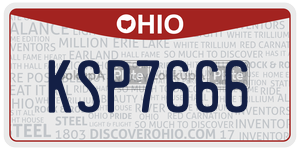 KSP7666 license plate in Ohio