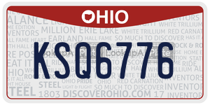 KSQ6776  license plate in OH